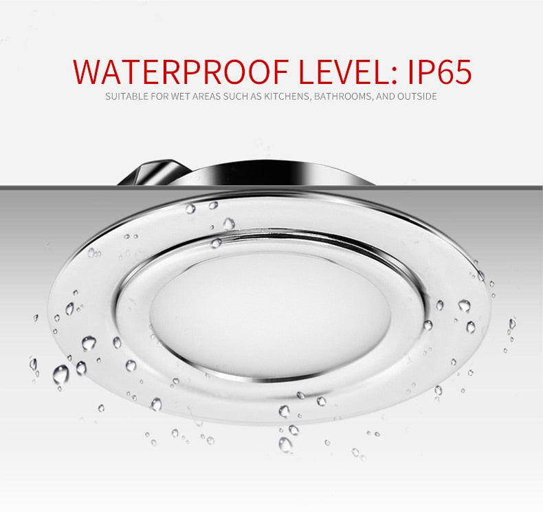 Spot Stainless steel IP65 waterproof Built-in LED ultra-thin embedded spotlight 110V-220V bathroom mirror front light downlight