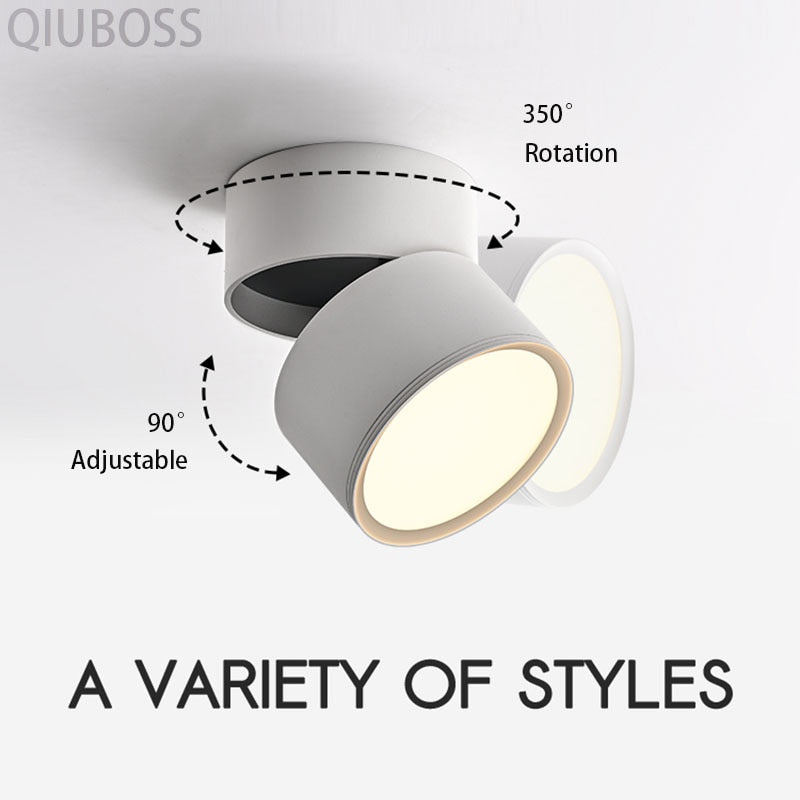 LED Downlights Round Folding Dimmable LED Ceiling Spotlights 7W/9W/12W/15W AC90-260V for Home and Commercial Lighting