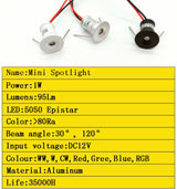 New 1W LED Recessed Cabinet Mini Spotlight Led Downlight Jewelry Cabinet Lamp DC12V LED Ceiling Star Light