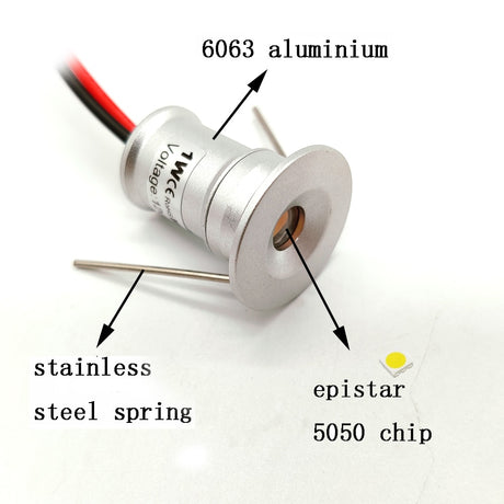 New 1W LED Recessed Cabinet Mini Spotlight Led Downlight Jewelry Cabinet Lamp DC12V LED Ceiling Star Light