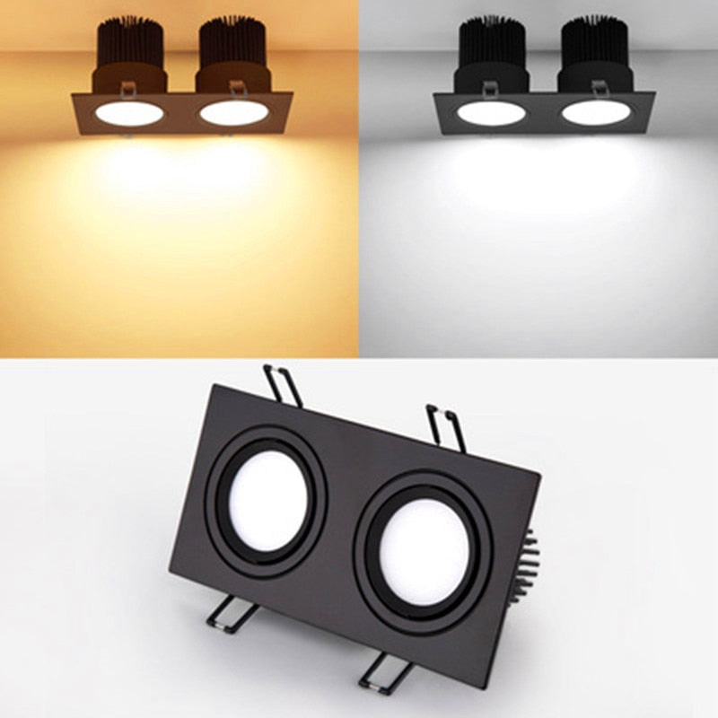 Recessed Square Bright  white black LED Dimmable Downlight COB 7W 9W 12W 14W 18W 24W LED Spot light Ceiling Lamp AC85-265V