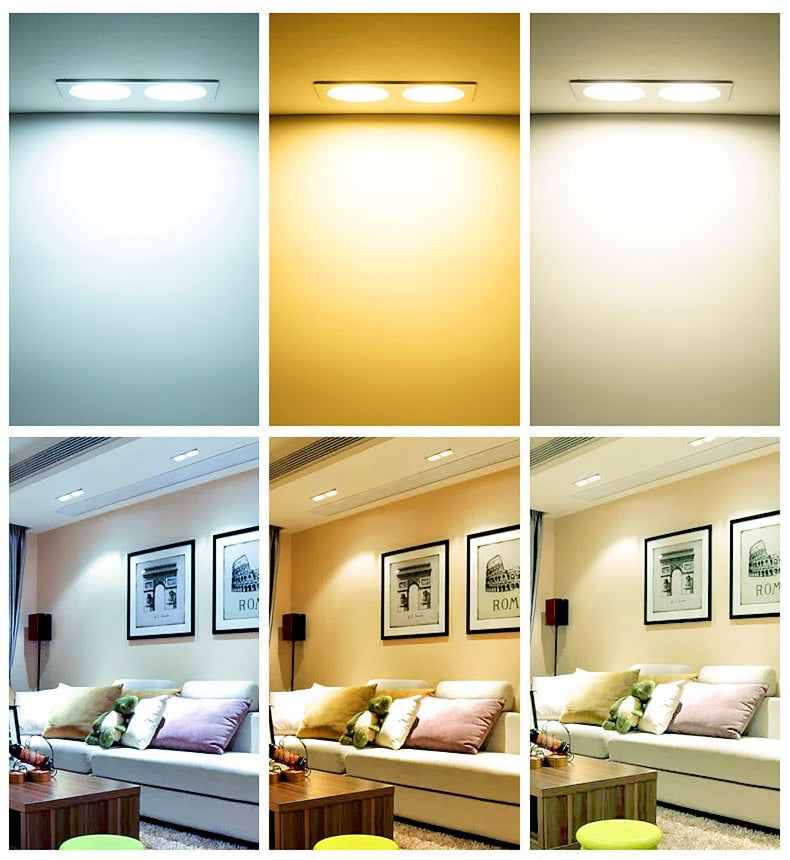 Recessed Square Bright  white black LED Dimmable Downlight COB 7W 9W 12W 14W 18W 24W LED Spot light Ceiling Lamp AC85-265V