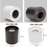 Dimmable Cylinder LED Downlights 6W 10W 12W 15W 22W COB Ceiling Spot Lights AC85~265V Backg Round Lamps Lndoor Lighting