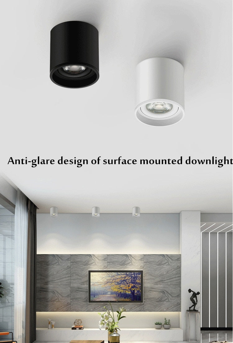 Dimmable Cylinder LED Downlights 6W 10W 12W 15W 22W COB Ceiling Spot Lights AC85~265V Backg Round Lamps Lndoor Lighting