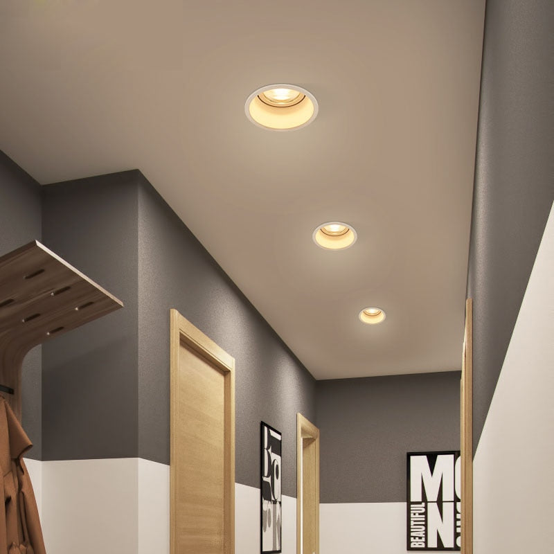 Dimmable Narrow border Embedded Anti-glare Led COB Ceiling Recessed downlight 10w 12w LED wall wash light Hotel Villa Lighting