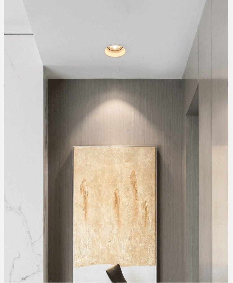 Dimmable Narrow border Embedded Anti-glare Led COB Ceiling Recessed downlight 10w 12w LED wall wash light Hotel Villa Lighting