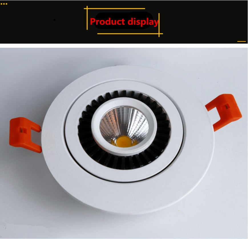 360 Angle Rotatable LED COB Recessed Downlight Square 6W 9W 12W 15W 18W 20WLED Ceiling Spot Light for Picture TV Background 220V Spot