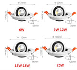 360 Angle Rotatable LED COB Recessed Downlight Square 6W 9W 12W 15W 18W 20WLED Ceiling Spot Light for Picture TV Background 220V Spot