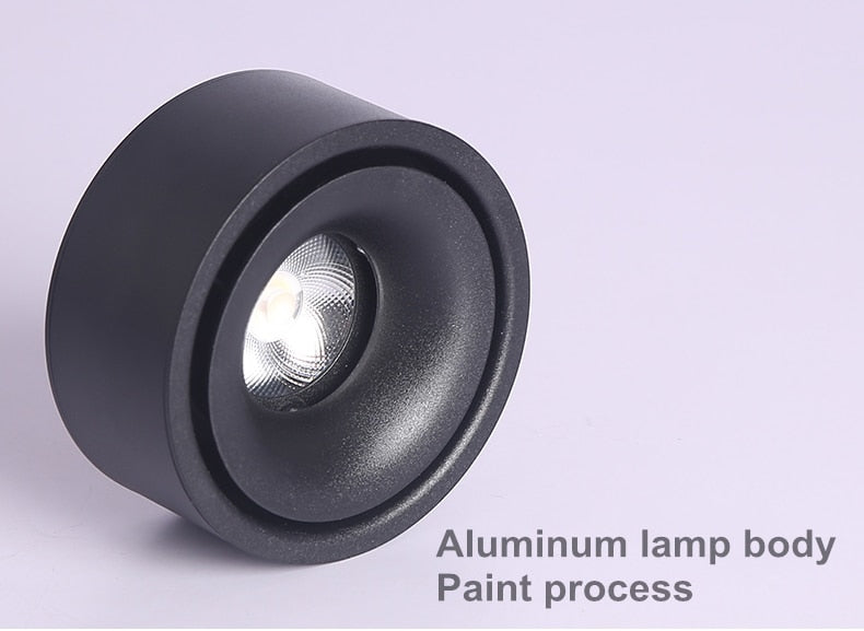 Round dimmable LED surface mounted spotlight COB free hole ceiling spotlight 7W / 12W living room surface mounted downlight spot