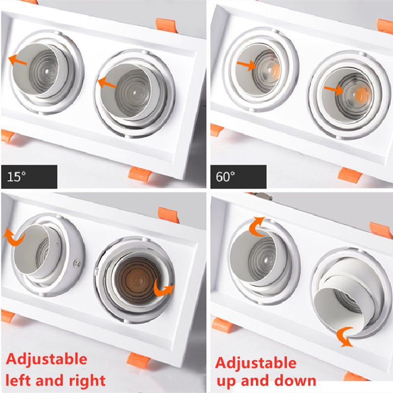 Zoom Recessed Adjustable 15-60 Degrees Dimmable 10W 15W 20W 30W LED Downlights AC90~260V COB Ceiling Lamp Spot Lights Decoration