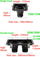Zoom Recessed Adjustable 15-60 Degrees Dimmable 10W 15W 20W 30W LED Downlights AC90~260V COB Ceiling Lamp Spot Lights Decoration