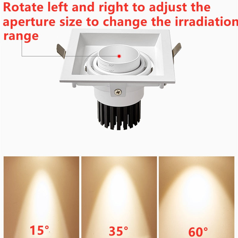 Zoom Recessed Adjustable 15-60 Degrees Dimmable 10W 15W 20W 30W LED Downlights AC90~260V COB Ceiling Lamp Spot Lights Decoration