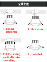 Zoom Recessed Adjustable 15-60 Degrees Dimmable 10W 15W 20W 30W LED Downlights AC90~260V COB Ceiling Lamp Spot Lights Decoration