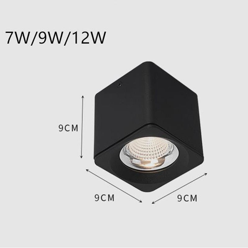 Square Dimmable COB LED Downlights 7W 9W 12W LED Ceiling Spot lights AC85~265V LED Ceiling Lamps Warm/Cold White Indoor Lighting