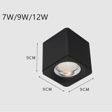 Square Dimmable COB LED Downlights 7W 9W 12W LED Ceiling Spot lights AC85~265V LED Ceiling Lamps Warm/Cold White Indoor Lighting