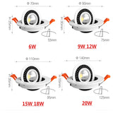 ACETIDE 360 Angle Rotatable LED COB Recessed Downlight Square 6W 9W -- 20W LED Ceiling Spot Light for Picture TV Background 220V