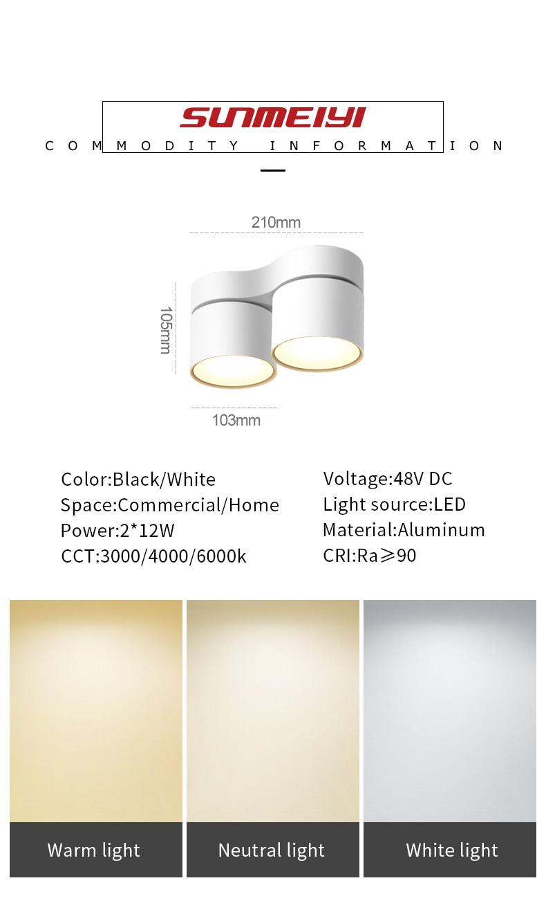 LED Ceiling Light Folding LED Downlights 12W/24W Ceiling COB Spotlights AC110~240V LED Ceiling Lamps Indoor Lighting