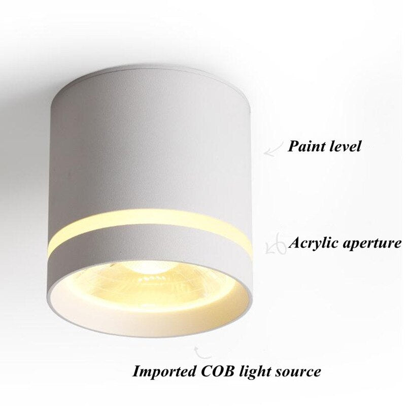 Dimmable COB Cylinder Led Downlight Surface 5W 7W 10W 12W 15W 18W COB LED Ceiling Spot Lights  LED Background Lamps Indoor Lighting