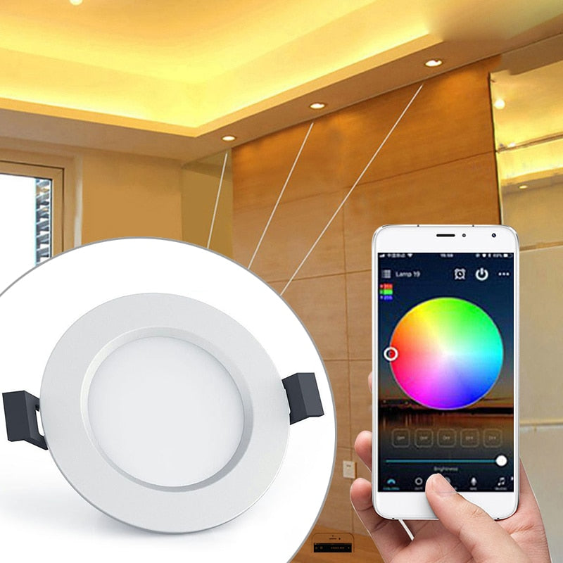 LED Light Bulbs Smart WiFi 4.5W Downlight Bluetooth-compatible Lamp RGBW Dimmable Spot Light APP Remote Control White/Warm Light