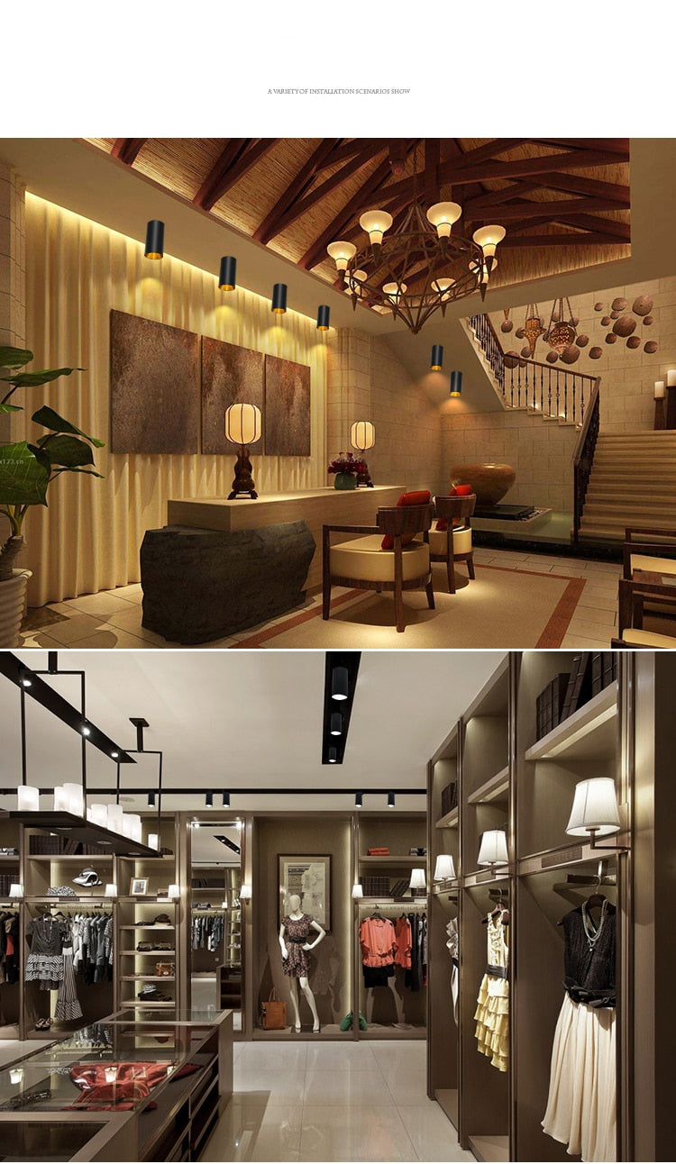 Dimmable high brightness LED COB ceiling spotlight 7W 9W 12W long surface mount downlight indoor lighting kitchen bedroom