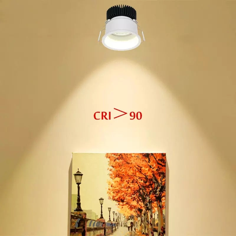 Dimmable Recessed Narrow Border Anti-glare COB LED Downlights AC85-265V 5W/7W/9W/12W/18W  LED Ceiling Lamps Hotel Villa Lighting