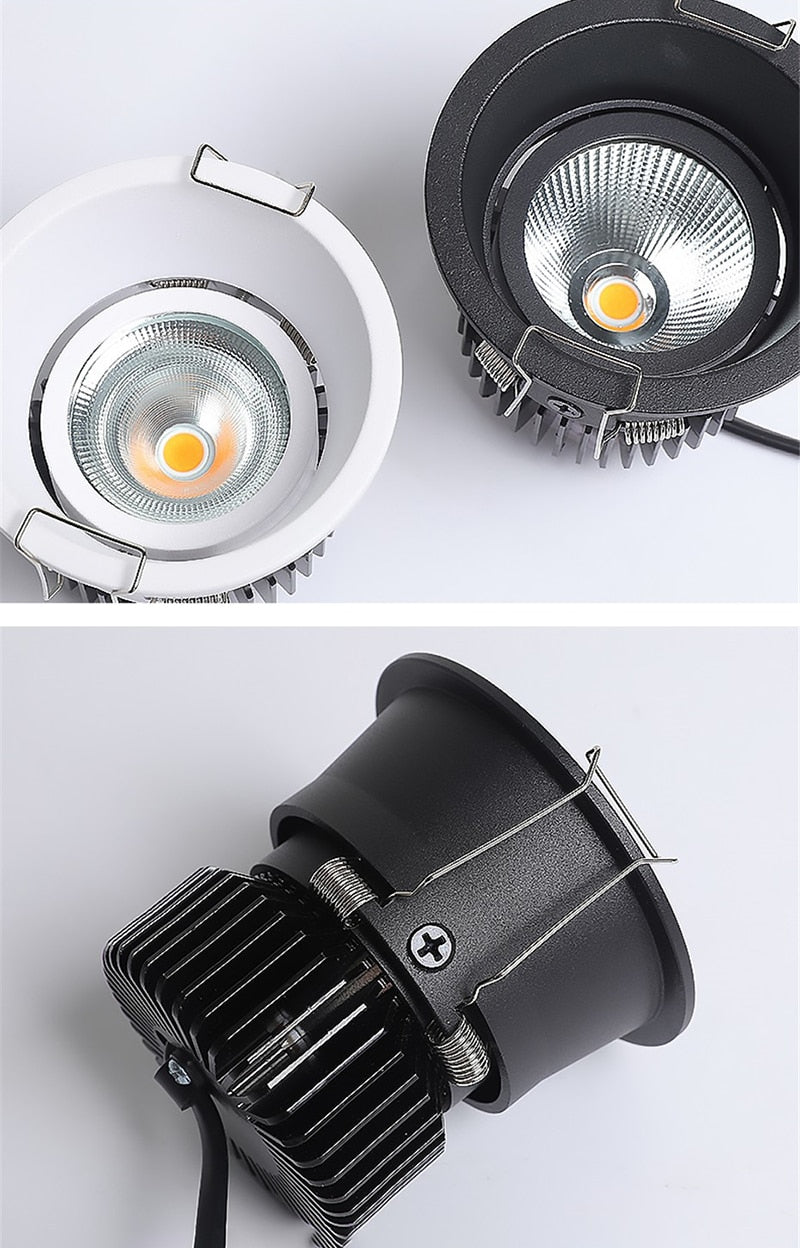 Dimmable Recessed Narrow Border Anti-glare COB LED Downlights AC85-265V 5W/7W/9W/12W/18W  LED Ceiling Lamps Hotel Villa Lighting