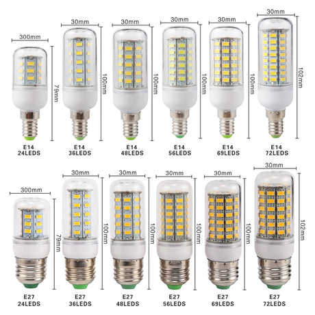 E27 E14 LED Corn Bulb 24 36 48 56 69 72 LEDs SMD 5730 220V Lampasas LED Lamp Chandelier Candle LED Light Bombillas