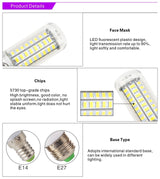E27 E14 LED Corn Bulb 24 36 48 56 69 72 LEDs SMD 5730 220V Lampasas LED Lamp Chandelier Candle LED Light Bombillas