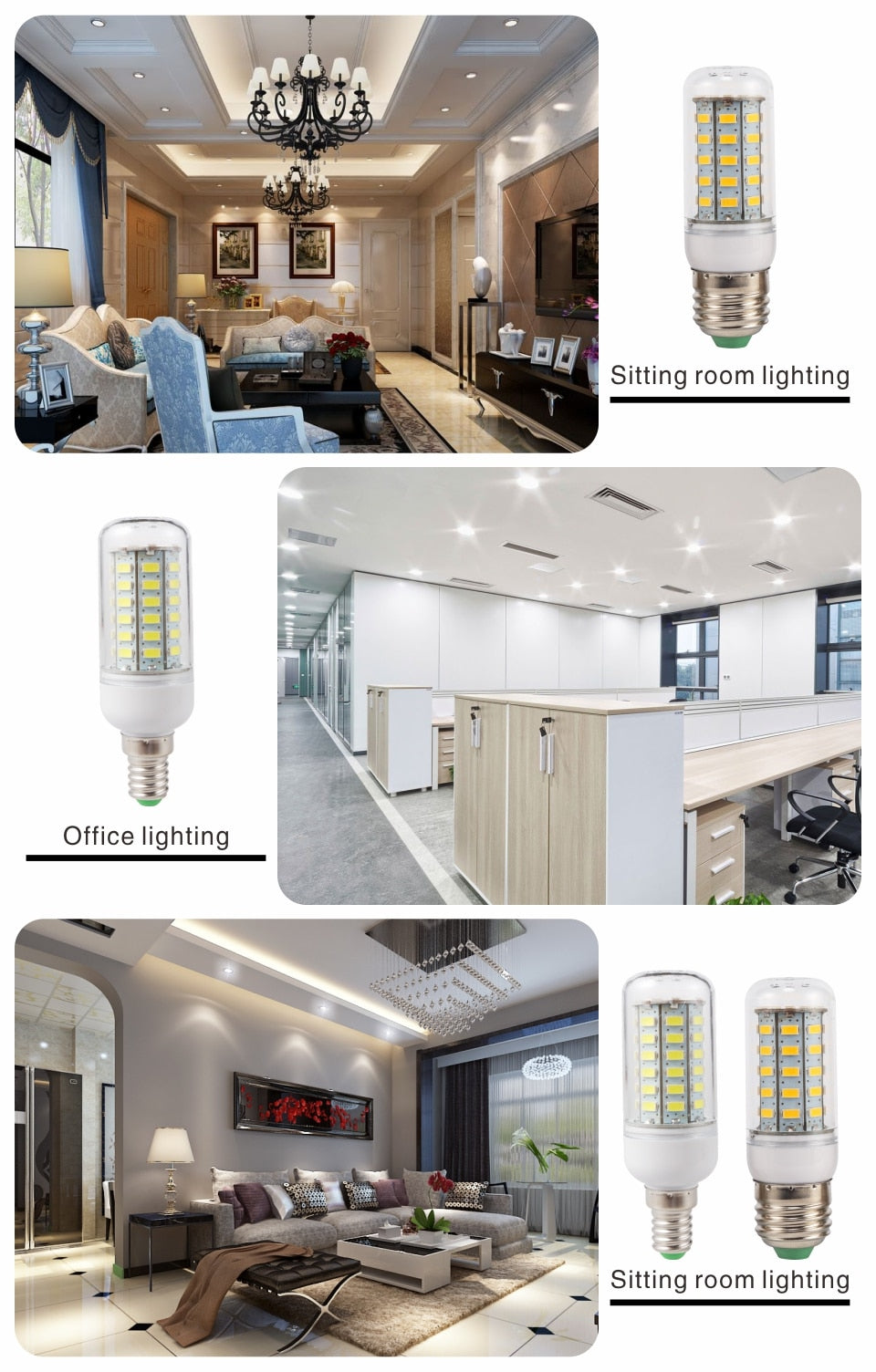 E27 E14 LED Corn Bulb 24 36 48 56 69 72 LEDs SMD 5730 220V Lampasas LED Lamp Chandelier Candle LED Light Bombillas