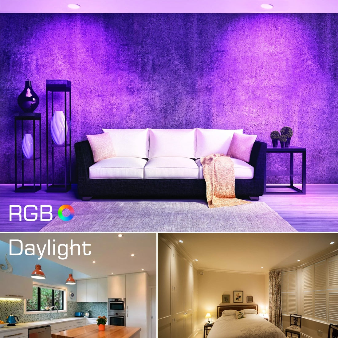 LED Ceiling Lamp RGB Downlight Dimmable Smart Home focos Bulb Light Spotlight Colour Changing Fan 220V 110V Work with Bluetooth