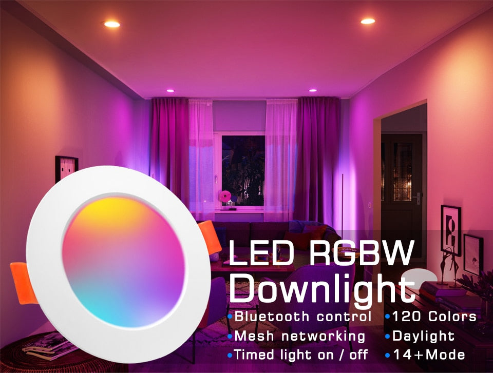 LED Ceiling Lamp RGB Downlight Dimmable Smart Home focos Bulb Light Spotlight Colour Changing Fan 220V 110V Work with Bluetooth