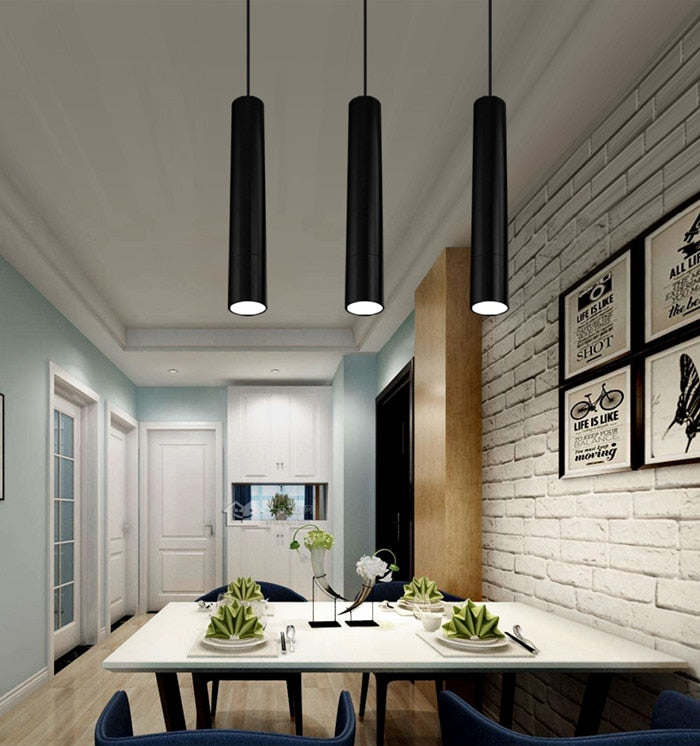 LED Pendant Lights COB Ceiling 7w 12w AC85-265V Cylinder Downlight Hanging Lamp Kitchen Fixtures  Bedroom Office Cafe Bar