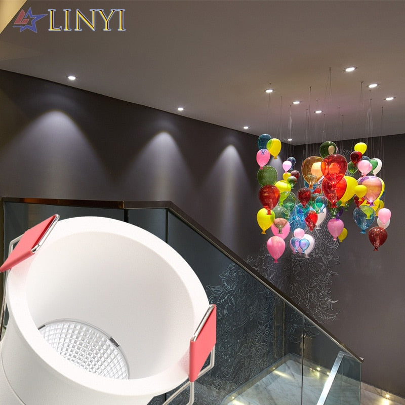 2021 Mini LED Downlight COB 6W 10W 12W Dimmable AC110V 220V Recessed Spotlight 24 White and Black Ceiling Lamp For Cabinet Light