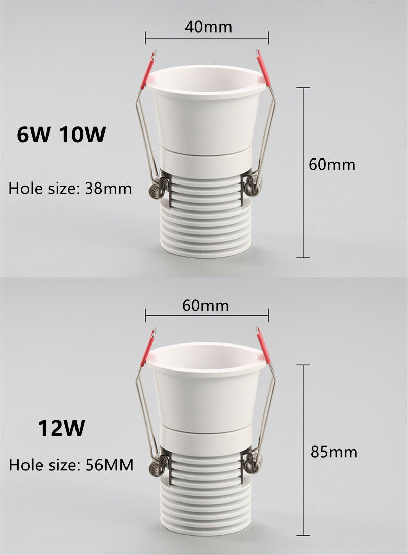 2021 Mini LED Downlight COB 6W 10W 12W Dimmable AC110V 220V Recessed Spotlight 24 White and Black Ceiling Lamp For Cabinet Light
