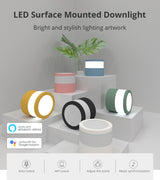 Benexmart Tuya WiFi LED Surface Mounted Light Dimmable Downlight for Ceiling 9W RGBCW NO Hole Round Spotlight Alexa Google Home