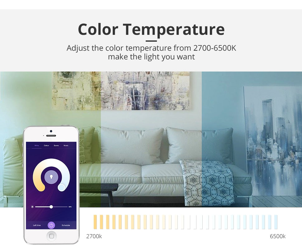 Benexmart Tuya WiFi LED Surface Mounted Light Dimmable Downlight for Ceiling 9W RGBCW NO Hole Round Spotlight Alexa Google Home