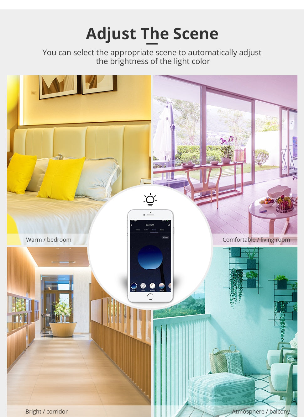 Benexmart Tuya WiFi LED Surface Mounted Light Dimmable Downlight for Ceiling 9W RGBCW NO Hole Round Spotlight Alexa Google Home