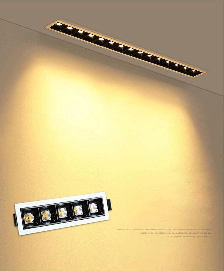 Dimmable Recessed Strip LED Ceiling Lights 2w 4w 6w 10W 20W 30W COB LED Downlights AC85~265V LED Strip Lamp Indoor Lighting