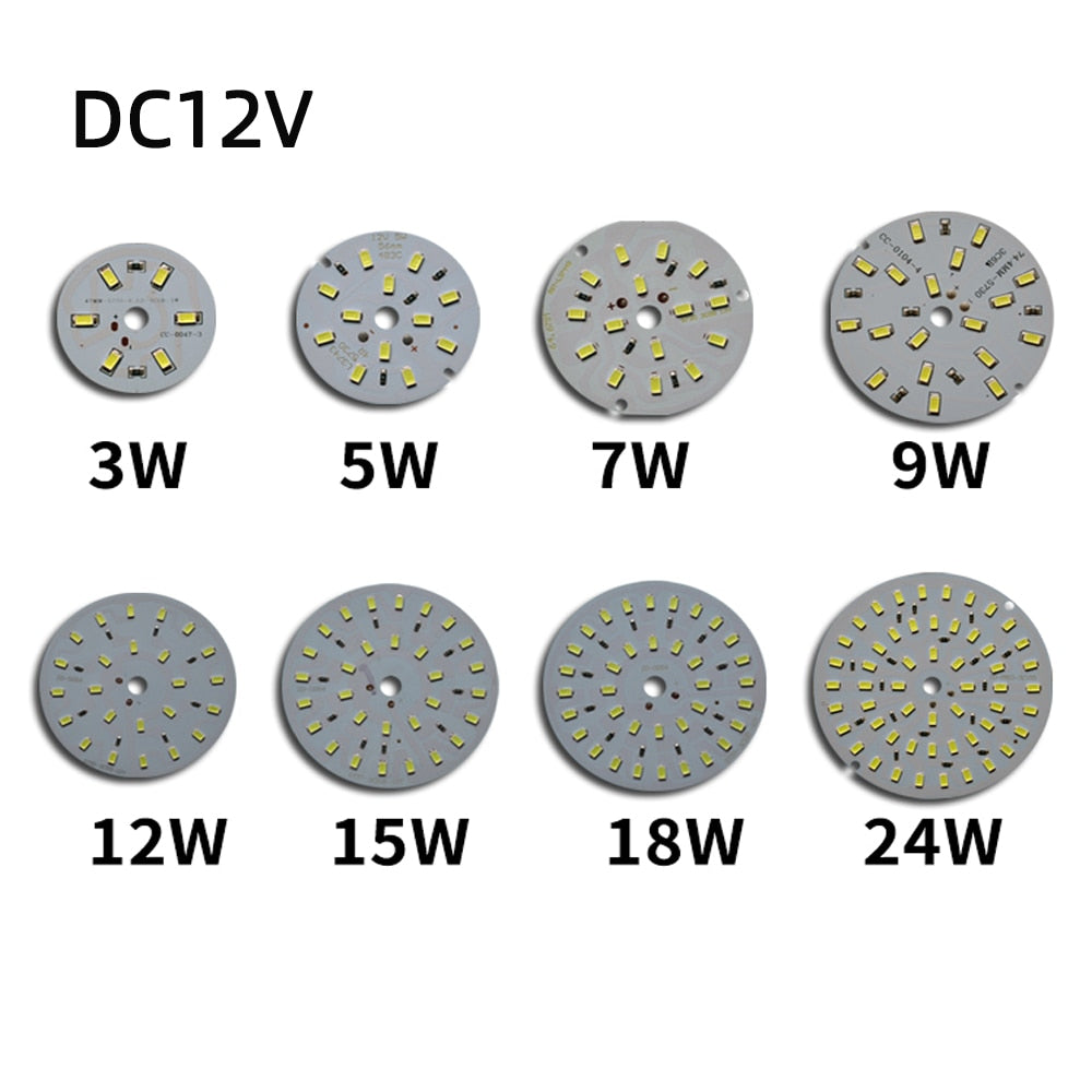 LED Chip 3W 5W 7W 9W 12W 15W 18W 24W 10pcs/lot DC12V Low Voltage White Light Source Round SMD 5730 Lamp board For Downlight