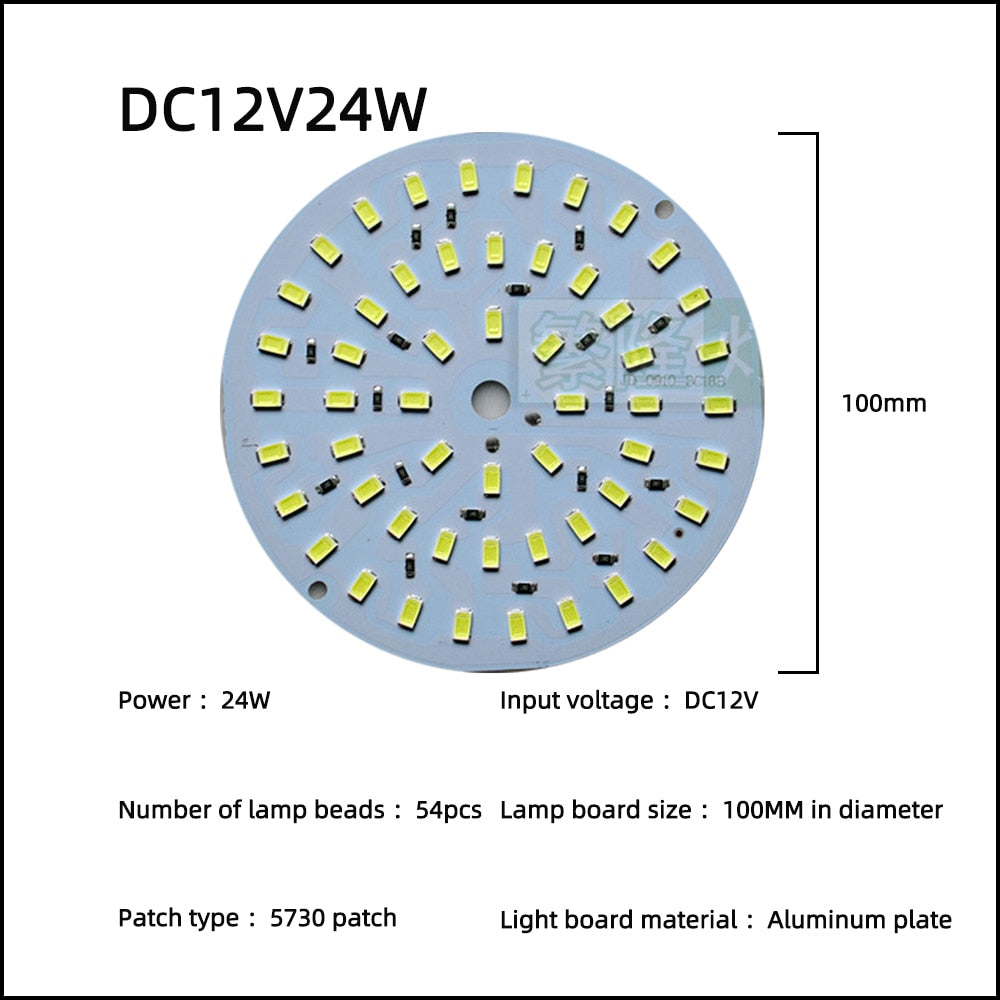 LED Chip 3W 5W 7W 9W 12W 15W 18W 24W 10pcs/lot DC12V Low Voltage White Light Source Round SMD 5730 Lamp board For Downlight