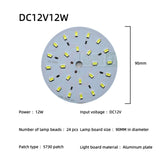 LED Chip 3W 5W 7W 9W 12W 15W 18W 24W 10pcs/lot DC12V Low Voltage White Light Source Round SMD 5730 Lamp board For Downlight