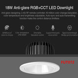 Miboxer Anti-glare RGB+CCT LED Downlight 6W 12W 18W Smart Indoor Led Ceiling Lamp For Living Room FUT070 FUT071 FUT072 AC100~240V