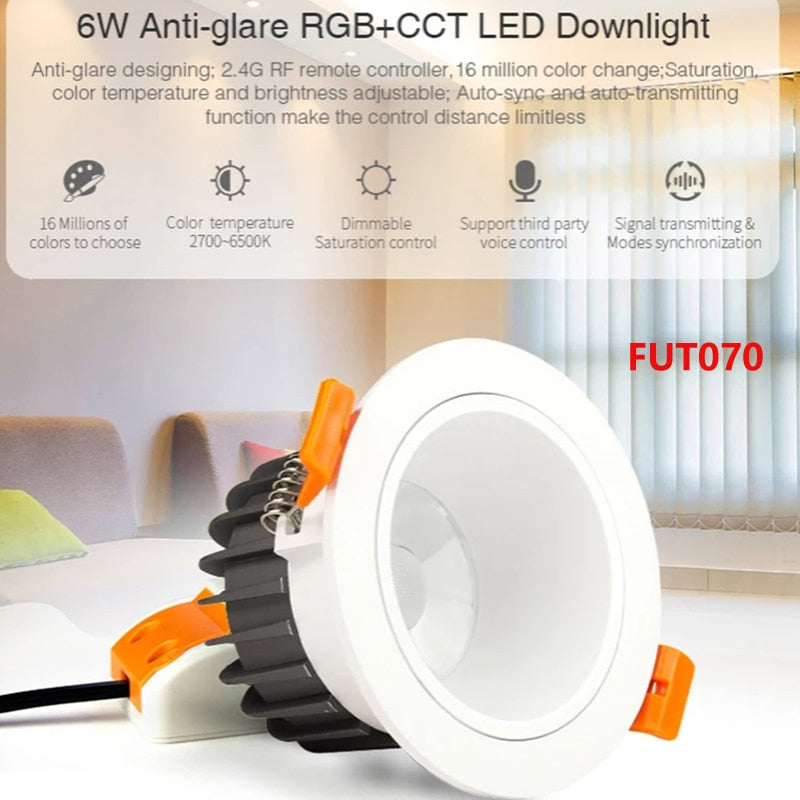 Miboxer Anti-glare RGB+CCT LED Downlight 6W 12W 18W Smart Indoor Led Ceiling Lamp For Living Room FUT070 FUT071 FUT072 AC100~240V