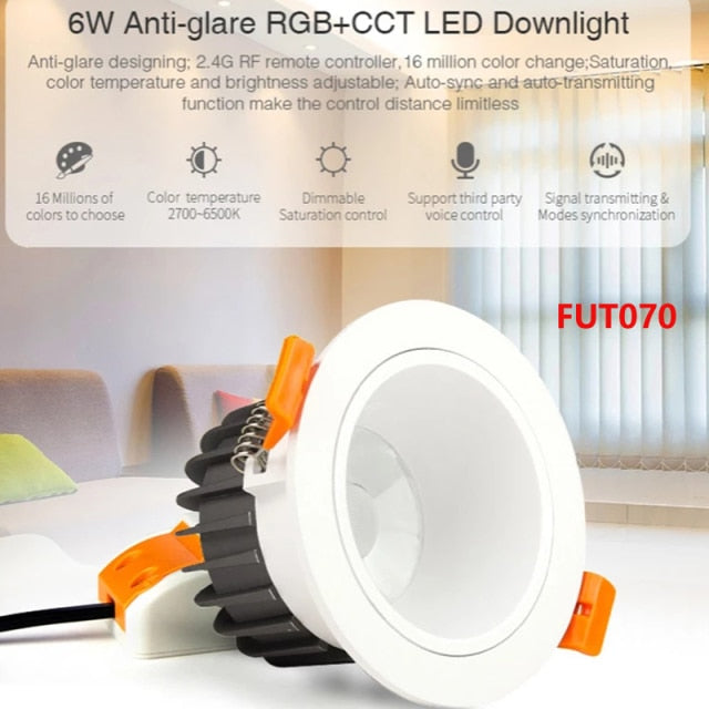Miboxer Anti-glare RGB+CCT LED Downlight 6W 12W 18W Smart Indoor Led Ceiling Lamp For Living Room FUT070 FUT071 FUT072 AC100~240V