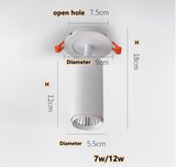 Dimmable Embedded COB Ceiling 7w 12w  AC85-265V Rotate 360 Degrees Bull's Eye Spotlight LED  Downlight Warm White Home Lighting