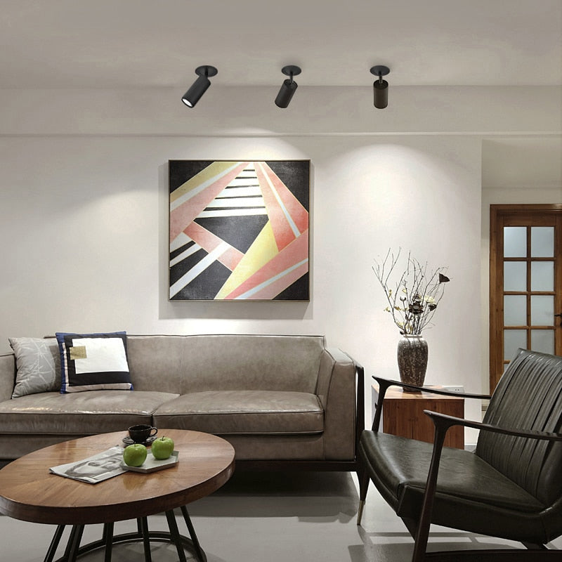 Dimmable Embedded COB Ceiling 7w 12w  AC85-265V Rotate 360 Degrees Bull&#39;s Eye Spotlight LED  Downlight Warm White Home Lighting