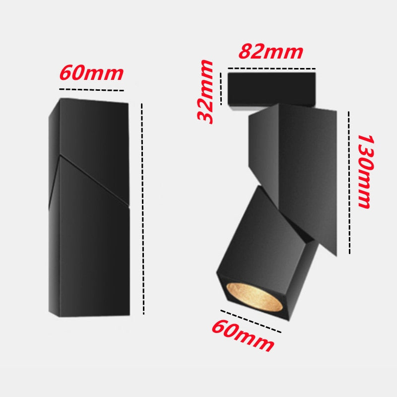 LED track light ceiling light 90° adjustable angle downlight living room Nordic square background wall track spotlight 220V