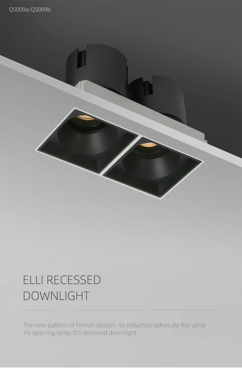 LED embedded square downlight borderless anti-glare ceiling spotlight without main light for home livingroom