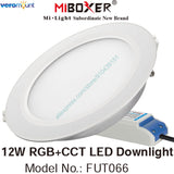 MiBoxer FUT066 12W RGB+CCT LED Downlight AC110V 220V 2.4G RF Wireless Remote WiFi Smartphone APP Alexa Google Voice Control
