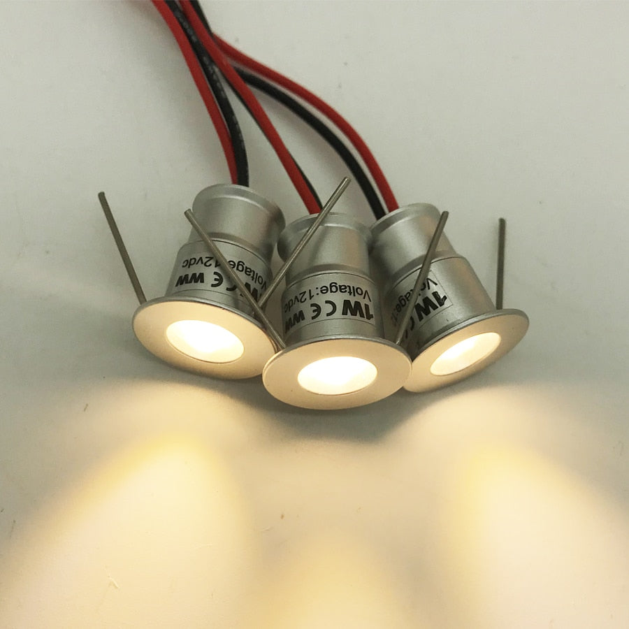 LED Mini Downlight Dimmable IP65 1W 12V Outdoor Indoor Spotlight Stair Kitchen Display Lamp Black Silver Shell Sauna Spot Bulb